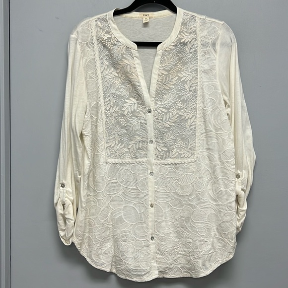 Anthropologie Tiny NOAH Embroidered Convertible Sleeve Blouse Size XL - Picture 1 of 10
